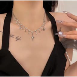 Dây Chuyền Nữ Charm Sao Đính Đá Lấp Lánh – Vòng Cổ Bạc Phong Cách Y2K Hàn Quốc Dịu Dàng Tiểu Thư 1