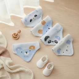 Sét 5 Yếm Tam Giác Anchee Chất Petit Có Cúc Bấm Cho Bé ( freesize 0M - 2 tuổi), nhiều màu sắc xinh xắn 4