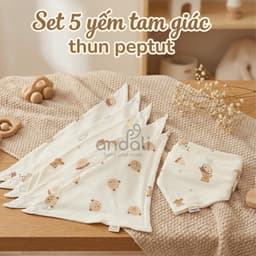 Sét 5 Yếm Tam Giác Anchee Chất Petit Có Cúc Bấm Cho Bé ( freesize 0M - 2 tuổi), nhiều màu sắc xinh xắn 6