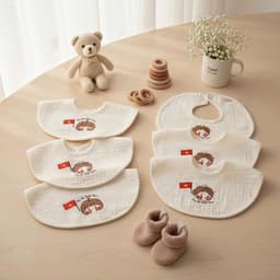 Set 2 yếm tròn em bé Việt Nam anchee, chất đũi gân dày dặn cho bé 4