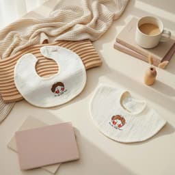 Set 2 yếm tròn em bé Việt Nam anchee, chất đũi gân dày dặn cho bé 3