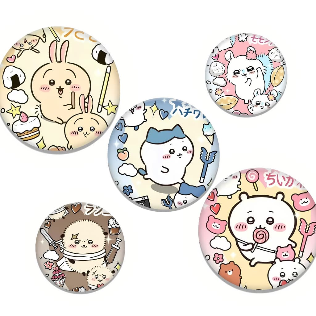 (NGỌT NGÀO) Huy Hiệu Chiikawa Badge anime Nanka Chiisakute Kawaii Yatsu Balo Túi Xách tiện lợi manga chibi