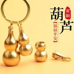 Móc Khóa Hồ Lô Bàn Tính Tháp Văn Xương Phong Thủy Màu A29 Vàng Đồng Đỏ – May Mắn Tài Lộc 4