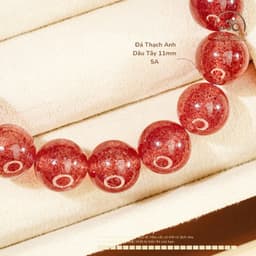 Ngọc Đan Tâm - Vòng Tay Thạch Anh Dâu Tây 11mm 5A - Mệnh Hoả & Mệnh Thổ 2