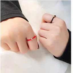 (2 Màu) Nhẫn Tình Duyên Đỏ Đen Hạt Vàng Phong Cách Đơn Giản Thanh Lịch May Mắn Và Bình An Ring Couple 2