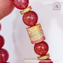 Ngọc Đan Tâm - Vòng Tay Thạch Anh Dâu Tây 9mm 4A Phối Charm Lu Thống Ngũ Sắc - Mệnh Hoả & Mệnh Thổ 4