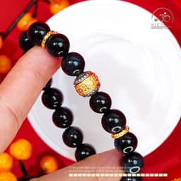 Ngọc Đan Tâm - Vòng Tay Mắt Chim Ưng 10mm 5A Phối Charm Tường Vân Đầu Hoa - Mệnh Thuỷ & Mệnh Mộc 3