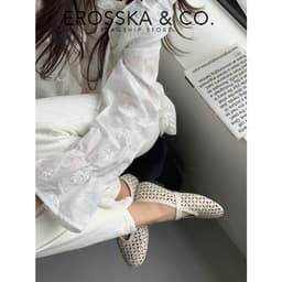 [EROSSKA] - Giày búp bê nữ lưới quai ngang kiểu dáng đơn giản cao 1cm màu kem - EL065 2