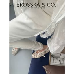 [EROSSKA] - Giày búp bê nữ lưới quai ngang kiểu dáng đơn giản cao 1cm màu kem - EL065 3