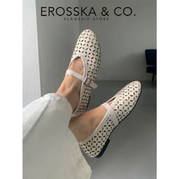 [EROSSKA] - Giày búp bê nữ lưới quai ngang kiểu dáng đơn giản cao 1cm màu kem - EL065 4