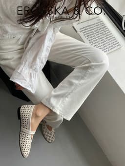 [EROSSKA] - Giày búp bê nữ lưới quai ngang kiểu dáng đơn giản cao 1cm màu kem - EL065 13
