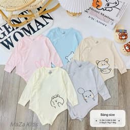 Body Dài Tay Sơ Sinh Mazakids Petit Cotton - Body Chip Cho Bé Trai Bé Gái Mềm Mịn Thoáng Khí Co Giãn 2