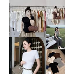 Áo Phông Nữ Ôm Body Cổ Tròn CHEZI HOUSE, Áo Thun Basic Cộc Tay Co Giãn 4 Chiều Mềm Mịn Tôn Dáng #HA5 1