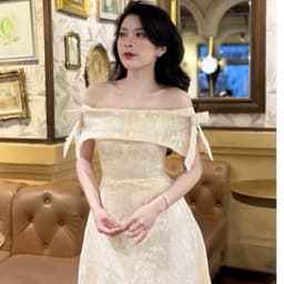 Xukadress_ váy ren kem trễ vai dự tiệc sang chảnh 5