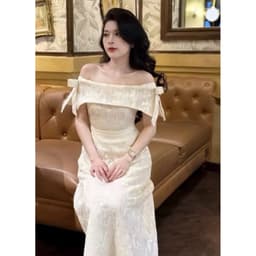 Xukadress_ váy ren kem trễ vai dự tiệc sang chảnh 7