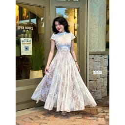 Xukadress_ Váy ren xoè tiểu thư hở lưng sang chảnh, váy ren dài xoè dự tiệc sang chảnh 5
