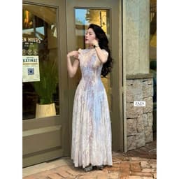 Xukadress_ Váy ren xoè tiểu thư hở lưng sang chảnh, váy ren dài xoè dự tiệc sang chảnh 6