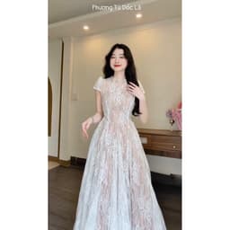 Xukadress_ Váy ren xoè tiểu thư hở lưng sang chảnh, váy ren dài xoè dự tiệc sang chảnh 4