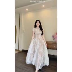 Xukadress_ Váy ren xoè tiểu thư hở lưng sang chảnh, váy ren dài xoè dự tiệc sang chảnh 7