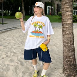 Áo Thun BOXY Local Brand VEQISTU "Áo Đi Biển Mùa Hè", Áo Thun Boxy Form Rộng Unisexm Nam Nữ Cổ Tròn 250Gsm  Cotton 3