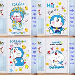 Decal trang trí cửa phòng họa tiết doraemon và hello kitty dễ thương, sẵn keo, chống nước, dán cửa, dán tường- DÁN CƯA 7