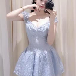 Đầm Ren Trễ Vai Tay Cúp Sò “Dáng Ngắn” Xoè Màu Pastel Phong Cách Nữ Tính, Tiểu Thư, Du Lịch Hè Ananclothing 4