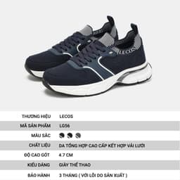 [4-25/9 TẶNG QUÀ TRUNG THU 599K] Giày Sneaker Nam LECOS LG56 Da Thật Đế Cao 47 Cm Êm Chân Dạo Phố 3