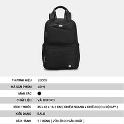 [4-25/9 TẶNG QUÀ TRUNG THU 599K] Balo Du Lịch Nam LECOS LBH9 Vải Oxford Chống Nước Khóa Kim Loại Bền Chống Xước 3