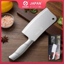 Dao Nhà Bếp Cán Inox, Dao Chặt Xương, Lưỡi Dao Sắc Bén, Thiết Kế Chống Dính, Bản Lớn, Đầm Tay 7