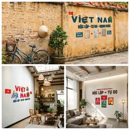 Set tranh gỗ dán tường chủ đề yêu nước, trang trí nhà cửa, văn phòng, homestay... 1