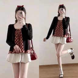 Set 2 áo gồm 2 dây và khoác cadigan phong cách hiện đại dưới 58kg 3