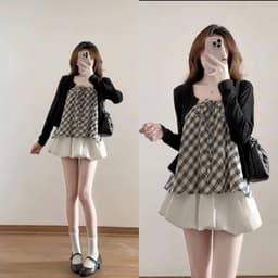 Set 2 áo gồm 2 dây và khoác cadigan phong cách hiện đại dưới 58kg 4