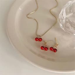 Dây Chuyền, Bông Tai Cherry đỏ🍒 Nữ tính – trẻ trung – ngọt ngào 5