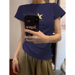 Áo croptop babytee cổ tròn xinh xắn ôm body in ngôi sao 4
