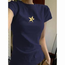 Áo croptop babytee cổ tròn xinh xắn ôm body in ngôi sao 6