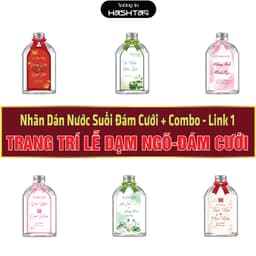 [Combo Chai Bầu Link 1 ]  Combo (Nhãn dán + Chai Bầu 330ml + nơ) Trang Trí Đám Cưới, Lễ Dạm Ngõ, Ăn Hỏi. 1