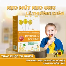 Kẹo mút ho keo ong lá thường xuân Happy Vitamin hỗ trợ ngăn ngừa ho, viêm họng, khản tiếng-  Hộp 12 Que 1