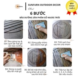 [Combo 5 Món] Bộ Dụng Cụ kèm Dầu Bảo Dưỡng Gỗ Ngoài Trời SUNFURN (1 Lít) - Phục Hồi Màu Gỗ, Chống Thấm & Tia UV (Tặng Kè 3