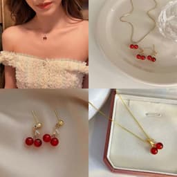 Dây Chuyền, Bông Tai Cherry đỏ🍒 Nữ tính – trẻ trung – ngọt ngào 1