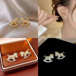 Bông Tai Ngựa Bập Bênh Đính Đá 1