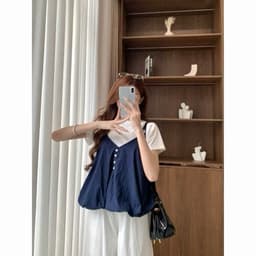 SET YẾM NỮ 2 DÂY DÁNG BÍ CÚC DỌC KÈM ÁO THUN TRƠN Style thời trang cho nữ m6037 5