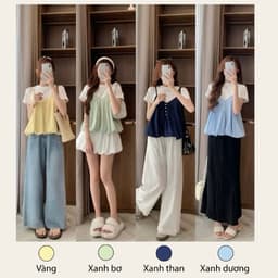SET YẾM NỮ 2 DÂY DÁNG BÍ CÚC DỌC KÈM ÁO THUN TRƠN Style thời trang cho nữ m6037 7