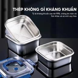 Hộp Đựng Thức Ăn Inox 304 Cao Cấp 1800ML Nắp Kín Silicone Chống Rò Rỉ An Toàn Sức Khỏe Mang Cơm Đi Làm Đi Học 6