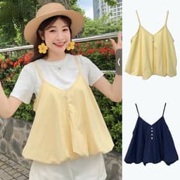 SET YẾM NỮ 2 DÂY DÁNG BÍ CÚC DỌC KÈM ÁO THUN TRƠN Style thời trang cho nữ m6037 1