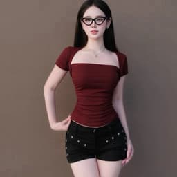 ÁO THUN CỘC TAY CỔ VUÔNG NHÚN EO TÔN DÁNG vải Cotton mịn mát mùa hè cho nữ m6038 7