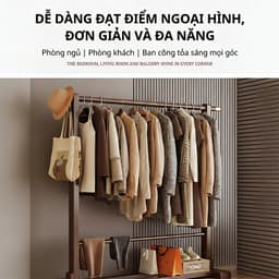 Giá Treo Quần Áo Kệ Treo Đồ Cổ Điển 2 Tầng Đa Năng Phù Hợp Mọi Không Gian Di Chuyển Dễ Dàng 5