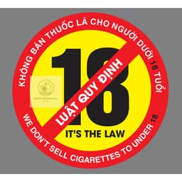 LOGO TEM STICKER CẤM BÁN THUỐC LÁ CHO NGƯỜI DƯỚI 18 TUỔI - WE DON’T SELL CIGARETTES TO UNDER 18 1