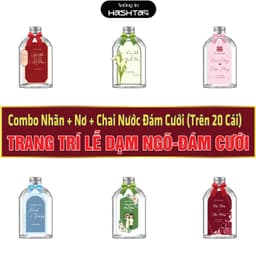 Combo Nhãn dán + Chai Bầu 330ml + nơ .Trang Trí Đám Cưới, Đám Hỏi 1