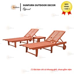[HÀNG CHÍNH HÃNG] Ghế Tắm Nắng Gỗ Bạch Đàn VIFAH - Có Bánh Xe, Gấp Gọn Thông Minh (Giường Hồ Bơi, Resort, Bãi Biển) 3