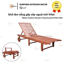 [HÀNG CHÍNH HÃNG] Ghế Tắm Nắng Gỗ Bạch Đàn VIFAH - Có Bánh Xe, Gấp Gọn Thông Minh (Giường Hồ Bơi, Resort, Bãi Biển) 7